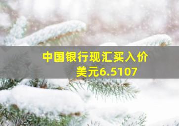 中国银行现汇买入价 美元6.5107